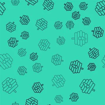 Black line Hive for bees icon isolated seamless pattern on green background Stock Illustration