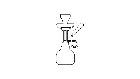 Black line Hookah icon isolated on white background. 4K Video motion graphic Stock Footage 168587948