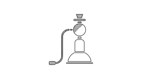 Black line Hookah icon isolated on white background. 4K Video motion graphic Stock Footage 201426788