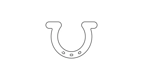 Black line Horseshoe icon isolated on white background. 4K Video motion graphic Stock Footage 159337402