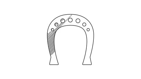 Black line Horseshoe icon isolated on white background. 4K Video motion graphic Stock Footage 201416906