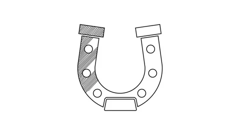 Black line Horseshoe icon isolated on white background. 4K Video motion graphic Stock Footage 201466762