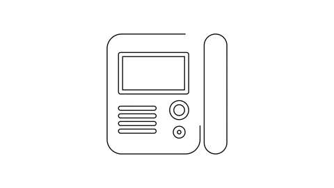 Black line House intercom system icon isolated on white background. 4K Video Stock Footage 160229652