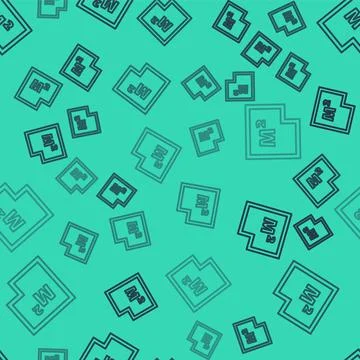 Black line House plan icon isolated seamless pattern on green background. Vector Stock Illustration