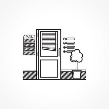 Black line icon for office door Stock Illustration