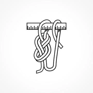 Black line icon for rope node Illustrazione stock