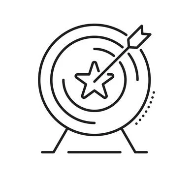 Black line icon target with an arrow piercing star Ilustración de archivo