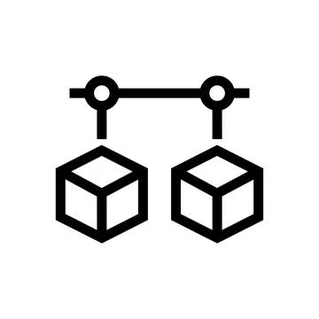 Black line icon of two cubes hanging from a bar イラスト素材
