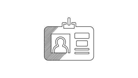 Black line Identification badge icon isolated on white background. It can be Stock Footage 201589626