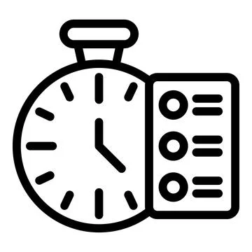 Black line illustration of a stopwatch with timer details, suitable for various Illustrazione stock