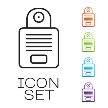 Black line Intercom icon isolated on white background. Set icons colorful Stock Illustration