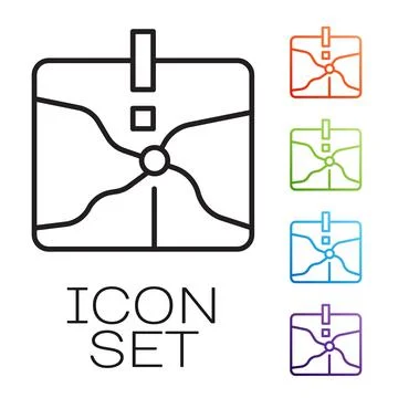 Black line Intersection point icon isolated on white background. Set icons Stock Illustration