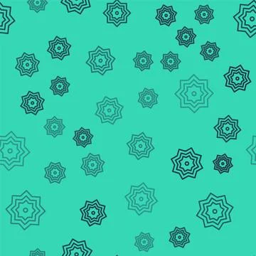 Black line Islamic octagonal star ornament icon isolated seamless pattern on  Illustrazione stock