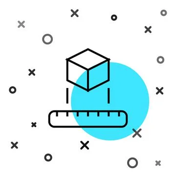 Black line Isometric cube icon isolated on white background. Geometric cubes Illustrazione stock