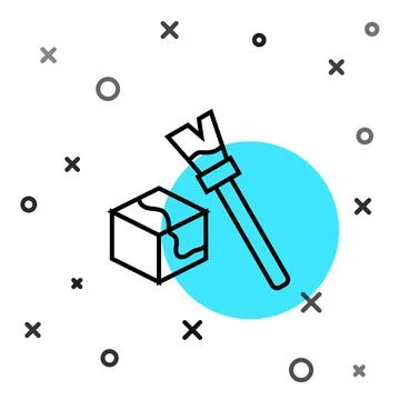 Black line Isometric cube icon isolated on white background. Geometric cubes Stock Illustration