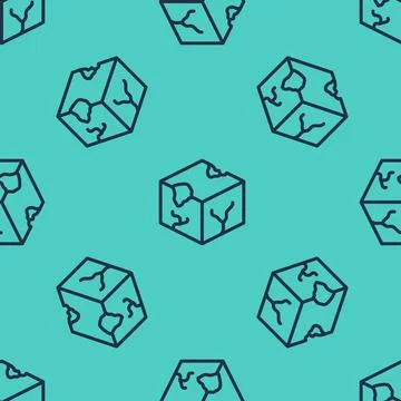 Black line Isometric cube icon isolated seamless pattern on green background. Illustrazione stock