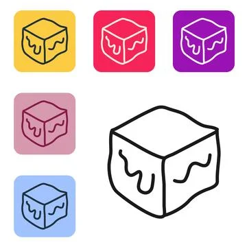 Black line Isometric cube icon isolated on white background. Geometric cubes Stock Illustration