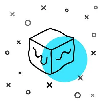 Black line Isometric cube icon isolated on white background. Geometric cubes  Stock Illustration
