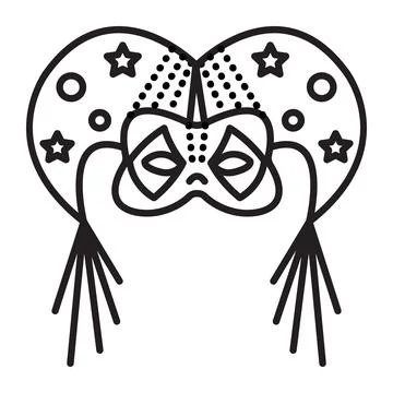 Black line jester mask Stock Illustration