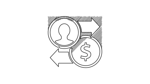 Black line Job promotion exchange money icon isolated on white background Stock Footage