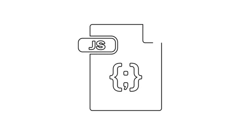 Black line JS file document. Download js button icon isolated on white Stock Footage 160225889