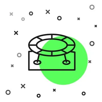 Black line Jumping trampoline icon isolated on white background.  Vector Stock Illustration