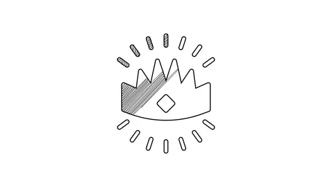 Black line King crown icon isolated on white background. 4K Video motion graphic Stock Footage 201623627