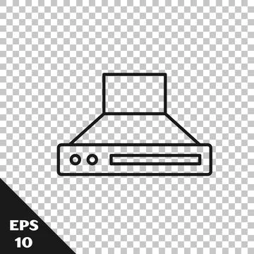 Black line Kitchen extractor fan icon isolated on transparent background. Coo Stock Illustration