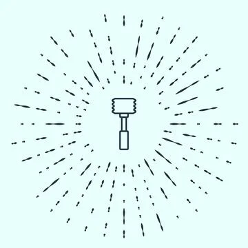Black line Kitchen hammer icon isolated on grey background. Meat hammer. Abst Stock Illustration