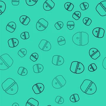 Black line Kitchen timer icon isolated seamless pattern on green background. Egg 스톡 일러스트