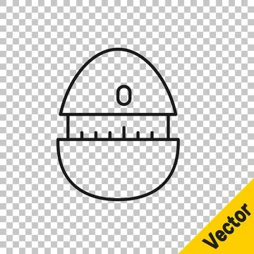 Black line Kitchen timer icon isolated on transparent background. Cooking Stock Illustration