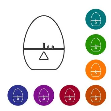 Black line Kitchen timer icon isolated on white background. Egg timer. Cookin Stock Illustration