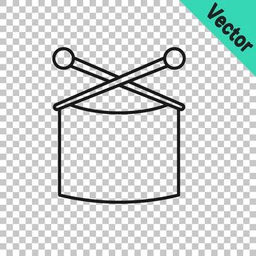 Black line Knitting needles icon isolated on transparent background. Label for Stock Illustration