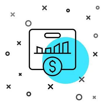 Black line KPI - Key performance indicator icon isolated on white background Illustrazione stock