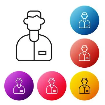 Black line Laboratory assistant icon isolated on white background. Set icons Stock Illustration