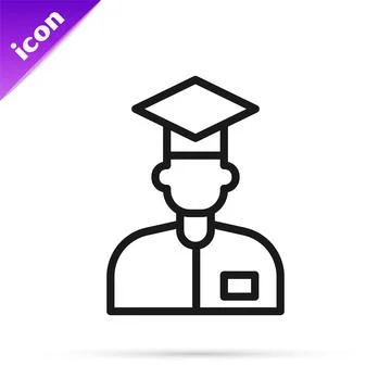 Black line Laboratory assistant icon isolated on white background.  Vector Stock Illustration