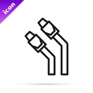 Black line LAN cable network internet icon isolated on white background. Vector Illustrazione stock
