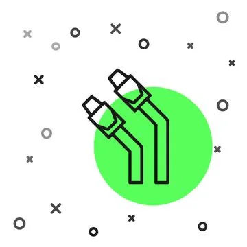 Black line LAN cable network internet icon isolated on white background. Vector Stock Illustration