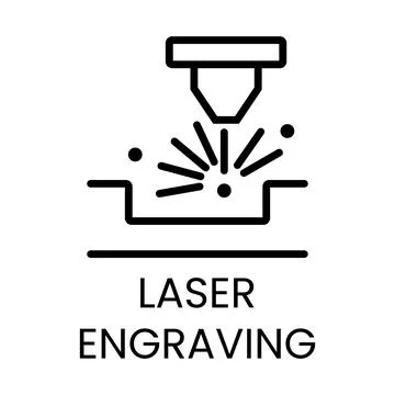 Black line of laser engraving process with text sparks dots lines Stockillustratie
