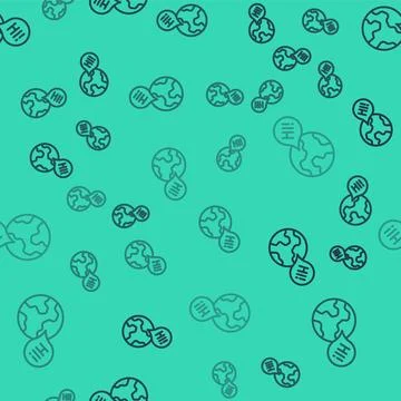 Black line Learning foreign languages icon isolated seamless pattern on gre.. Stock Illustration