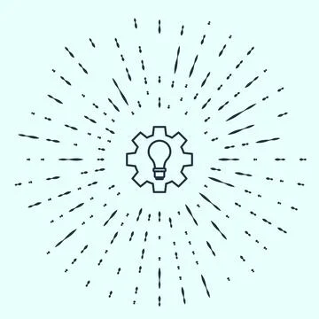 Black line Light bulb and gear icon isolated on grey background. Innovation c Stock Illustration