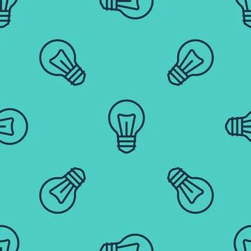 Black line Light bulb with concept of idea icon isolated seamless pattern on  Illustrazione stock