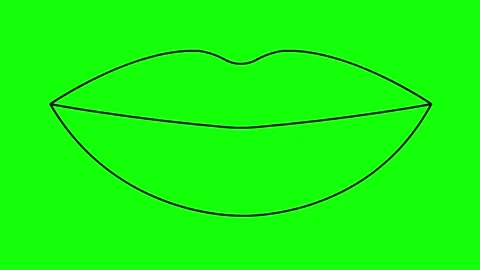 Black line lips green Stock Footage 256796032