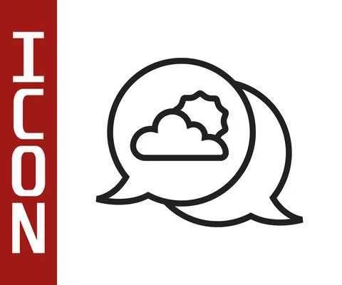 Black line Location cloud icon isolated on white background. Vector 库存插图