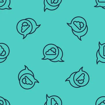 Black line Location cloud icon isolated seamless pattern on green background Stock Illustration