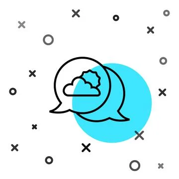 Black line Location cloud icon isolated on white background. Random dynamic Illustrazione stock