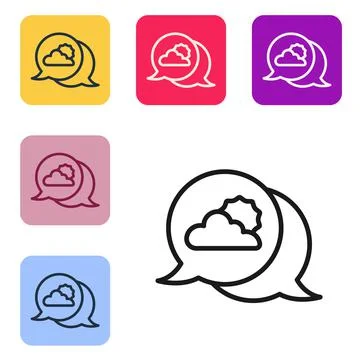 Black line Location cloud icon isolated on white background. Set icons in color 库存插图