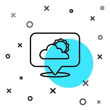 Black line Location cloud icon isolated on white background. Random dynamic s イラスト素材