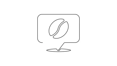 Black line Location with coffee bean icon isolated on white background. 4K Video Stock Footage 160272750