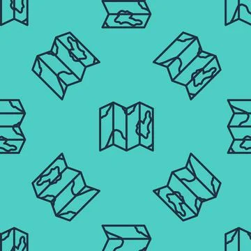 Black line Location of the forest on a map icon isolated seamless pattern on Stock Illustration